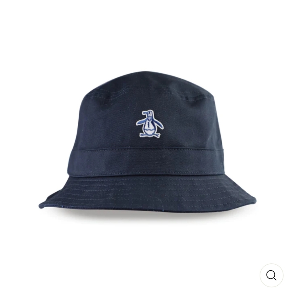 NEW ORIGINAL PENGUIN Navy Brushed Cotton Twill Bucket Hat W/ Logo OSFM dark NAVY